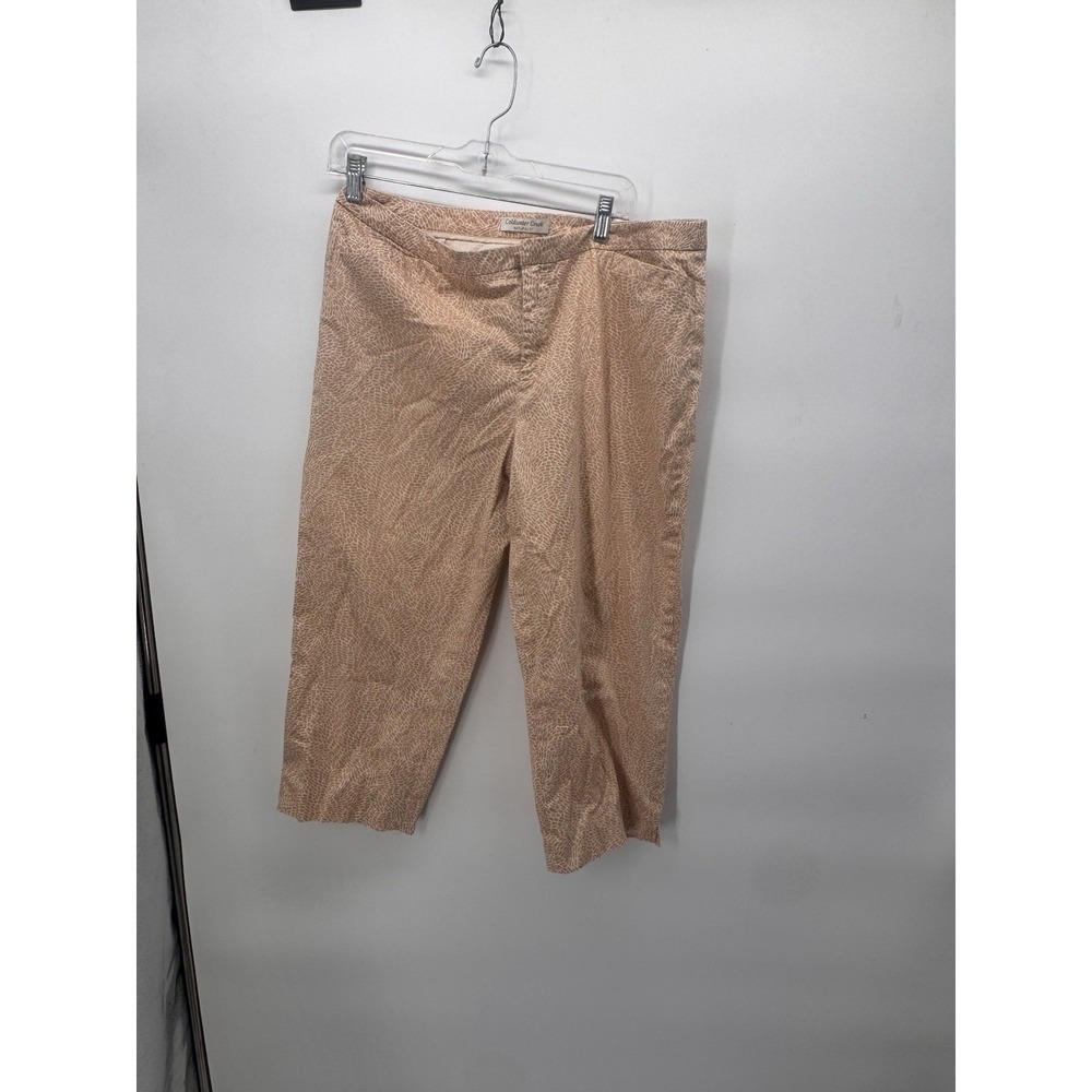 Coldwater Creek Pants 14 Orange White Geometric‎ Print Cropped Capri Natural Fit